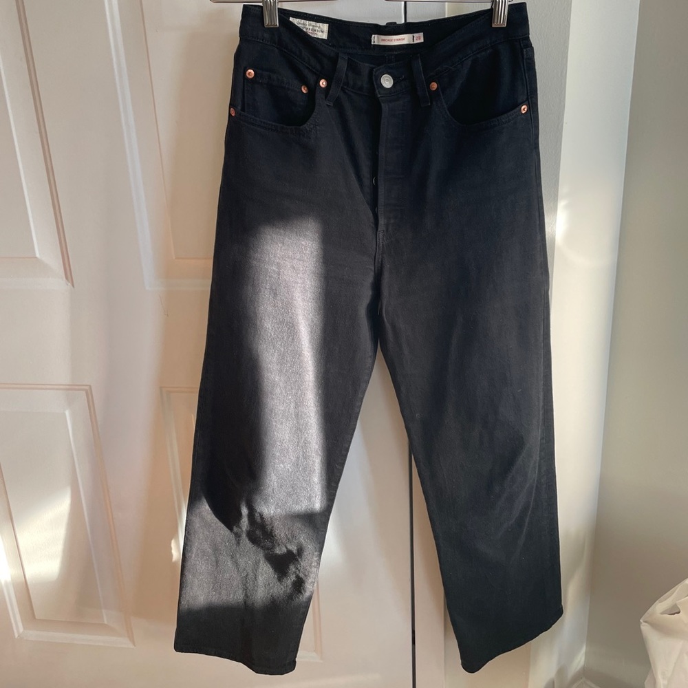 Levis Ribcage Straight Sz 28x27 Black